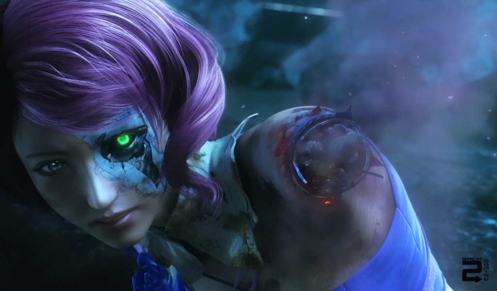 Девушка робот с зеленым глазом