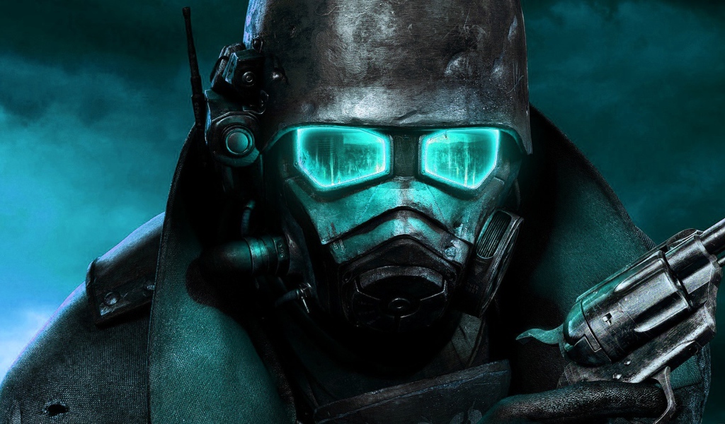 Герой игры Fallout New Vegas в голубых тонах