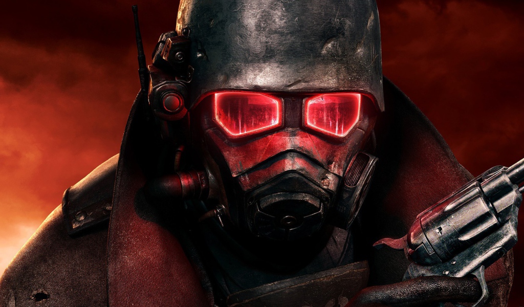 Герой игры Fallout New Vegas в красных тонах