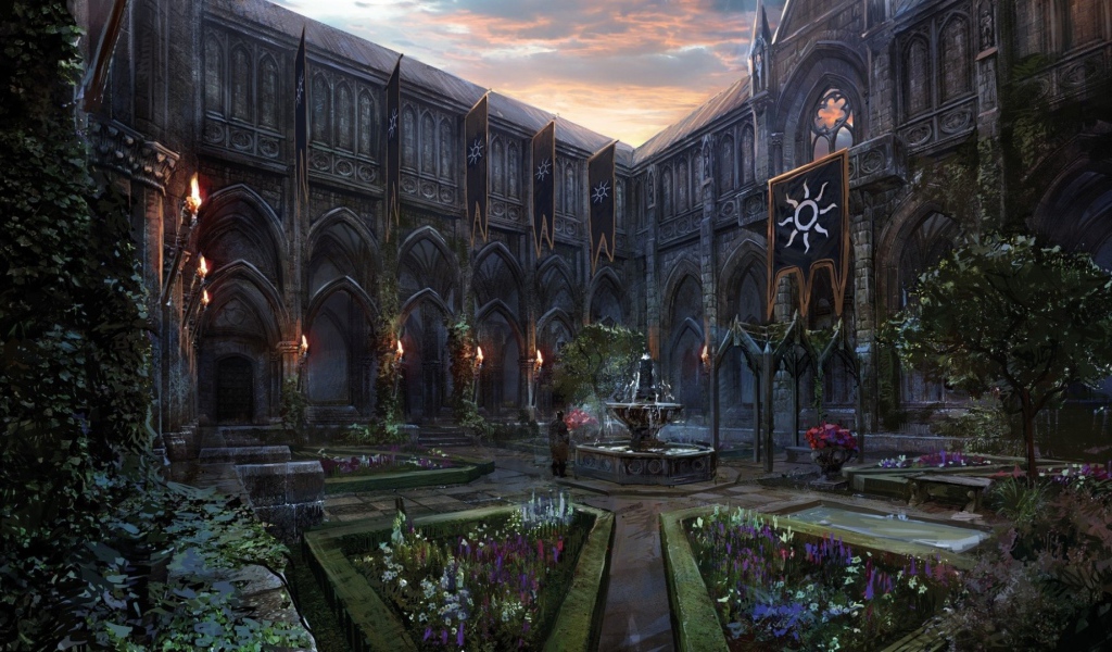 Внутренний двор дворца в игре The Witcher 3 Wild Hunt