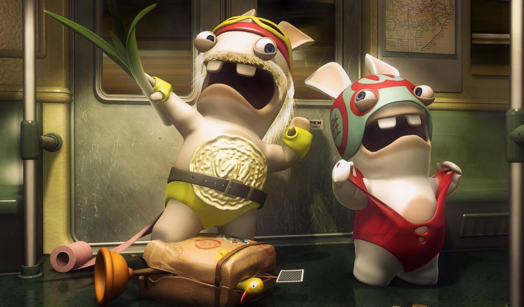 Два персонажа игры Rayman Raving Rabbids