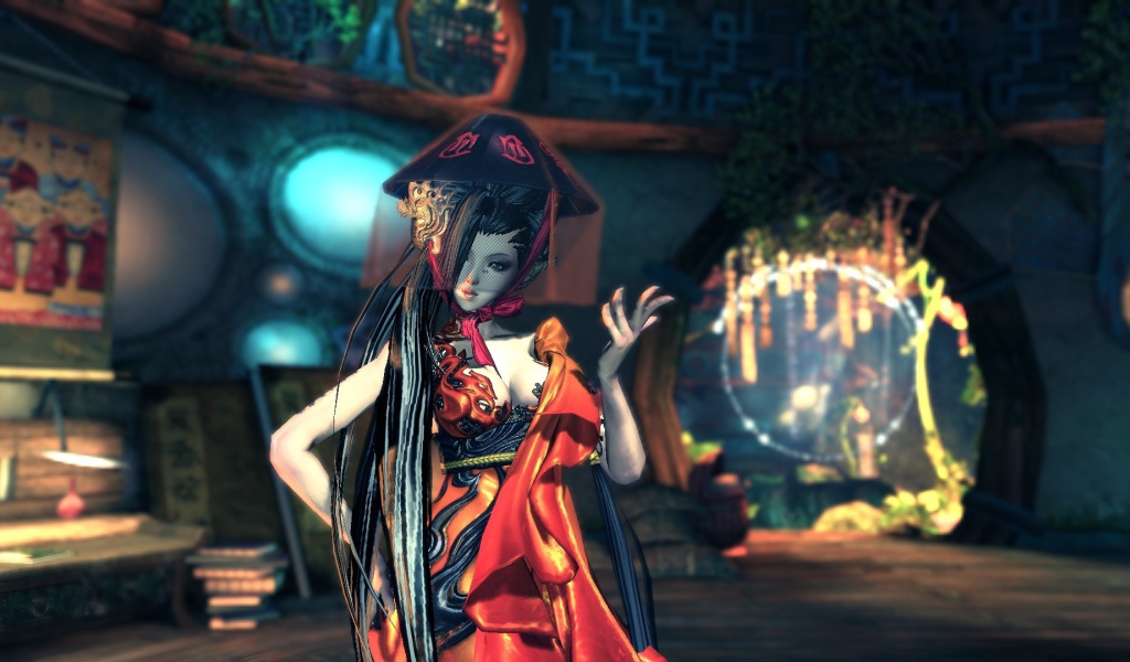 Вуаль на лице девушки из игры Blade & Soul