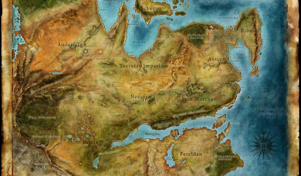 Карта мира игры Dragon Age Inquisition