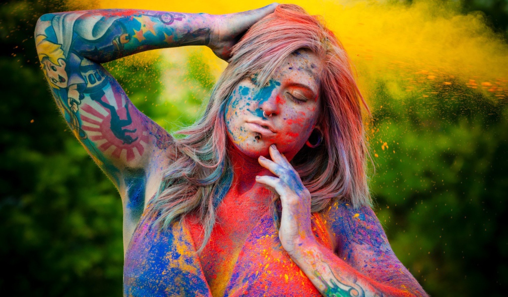 Рисунки на теле девушки, бодиарт