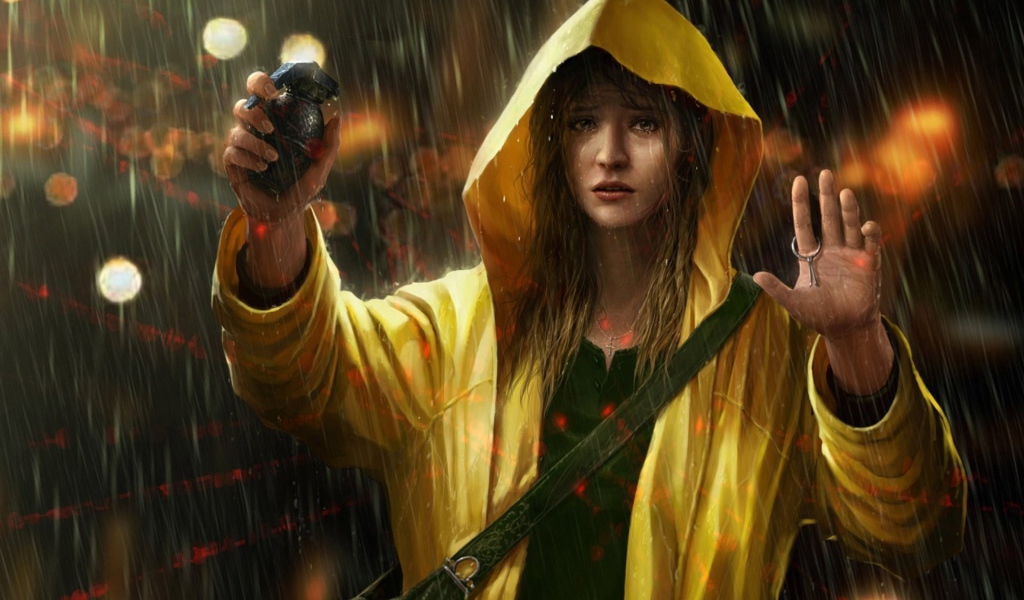 Девушка с гранатой в руке