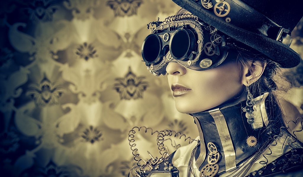 Модель в стильном наряде, стимпанк