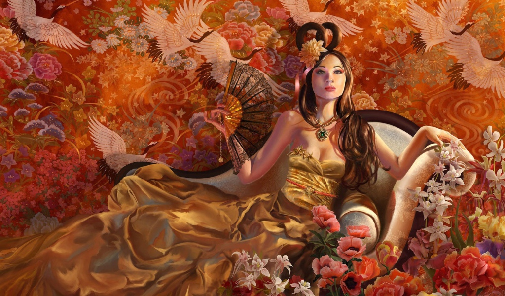 Восточная девушка с веером