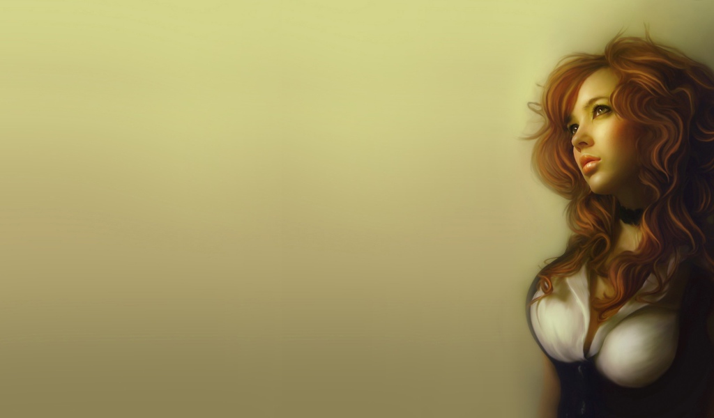 Рыжеволосая девушка на картине