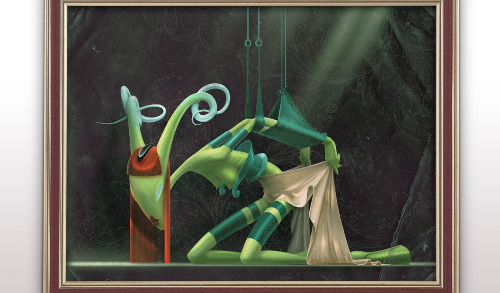 Милая пара смотрит на картину