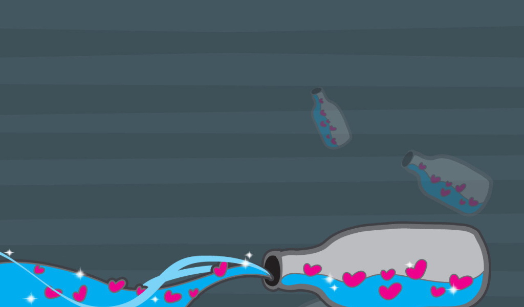 Сердечки в бутылке