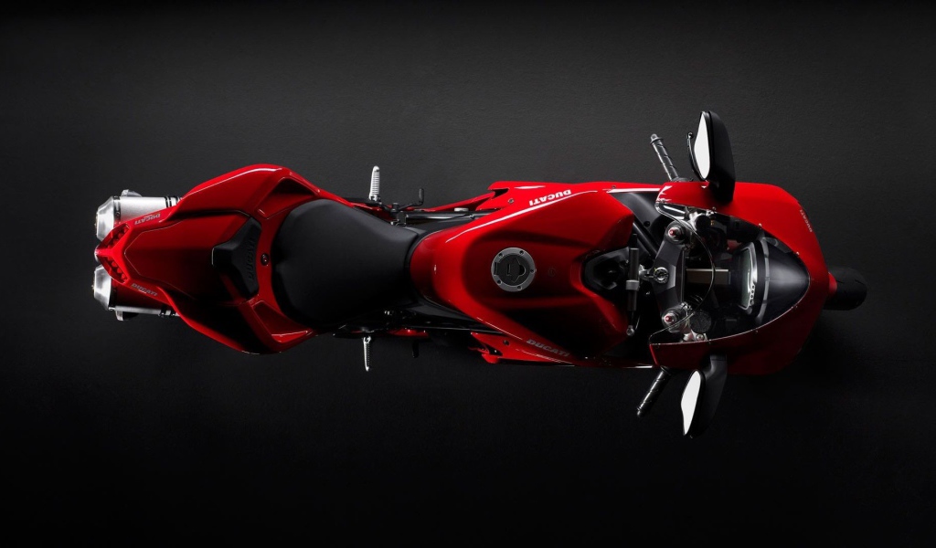 Red motorcycle top view