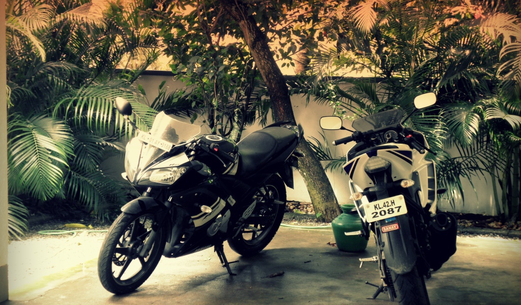 Два мотоцикла во дворе