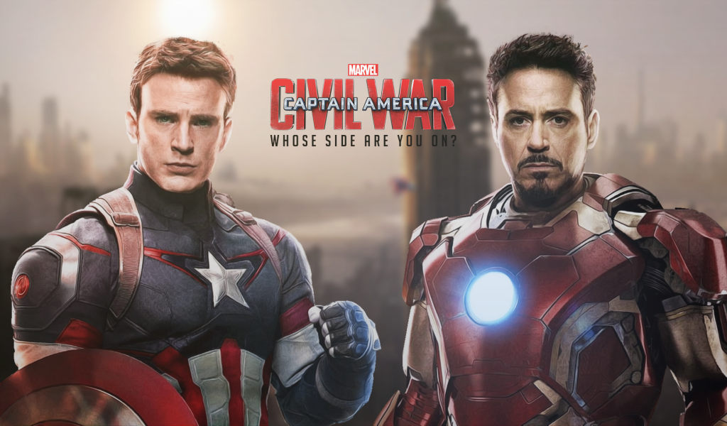 Капитан Америка и Тони Старк на постере фильма