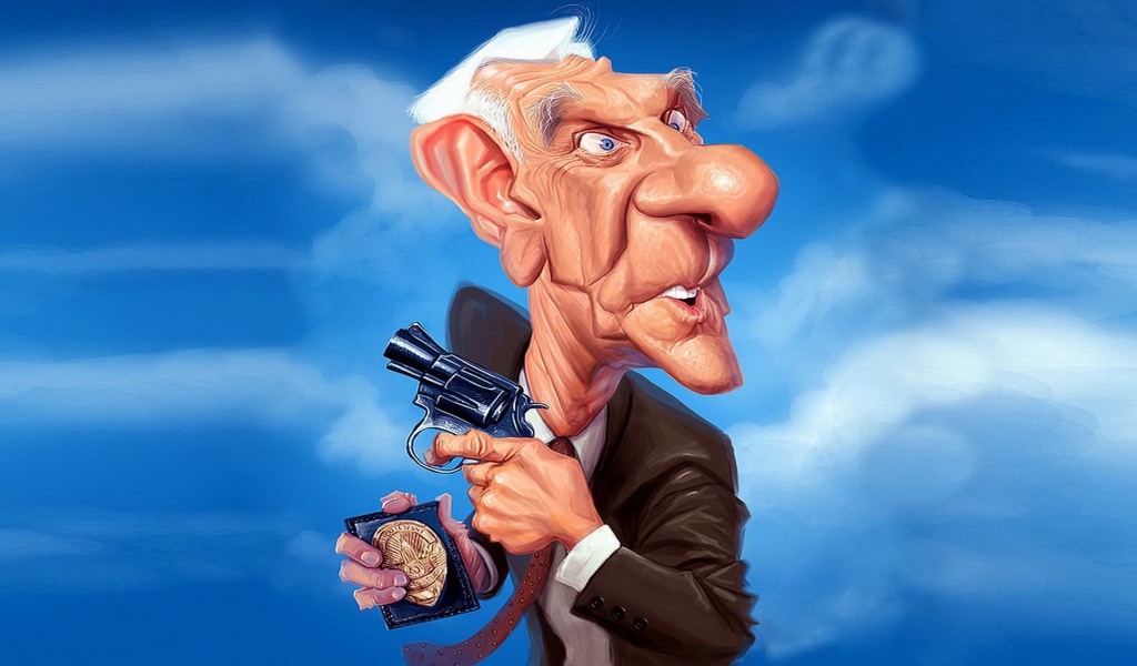 Карикатура на актера Лесли Нильсена