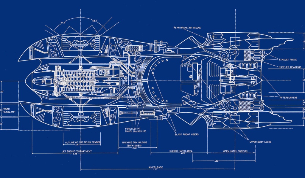 Чертеж автомобиля Бэтмана