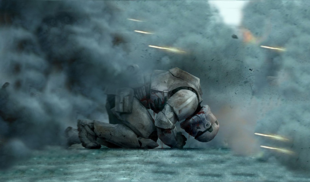 Окровавленный штурмовик под огнем, Звездные войны