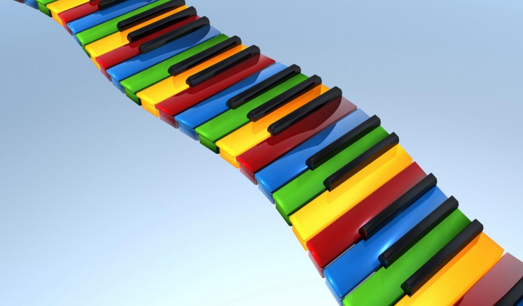 Радужная изогнутая клавиатура пианино