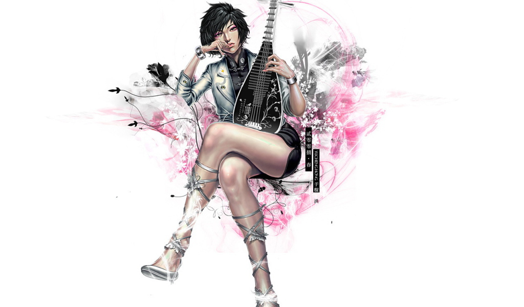 Музыкант на белом фоне