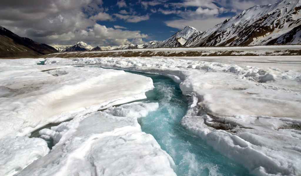 Ручей в разломе ледника