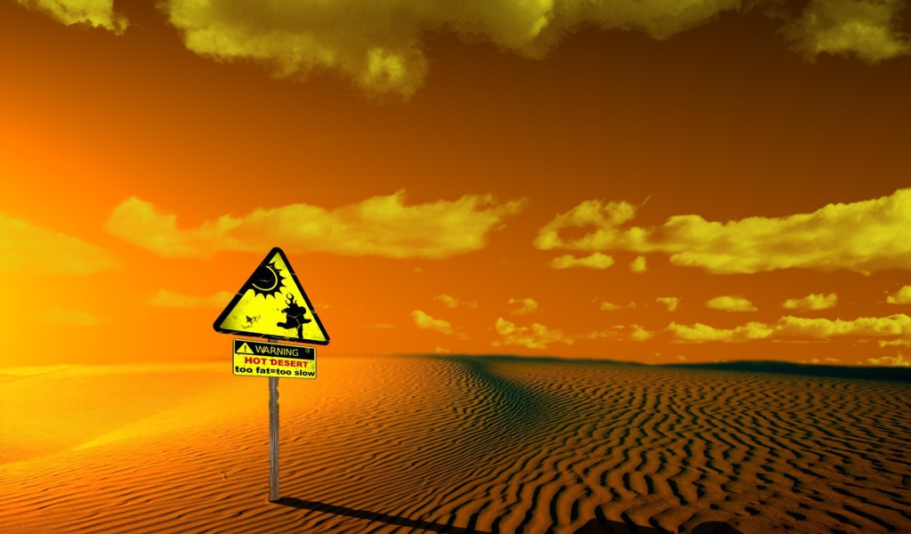 Знак предупреждающий о жаркой пустыне