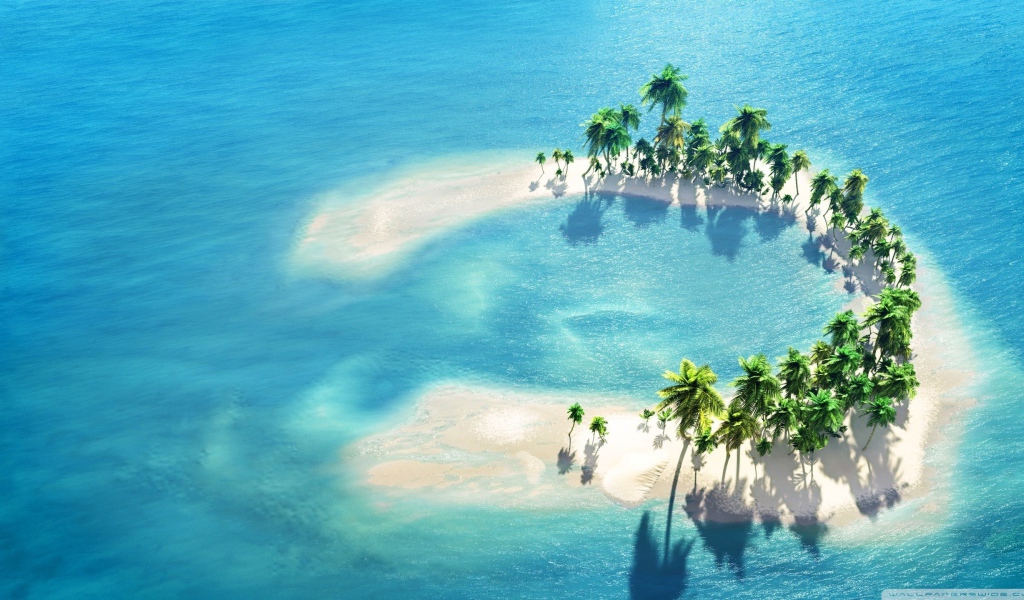 Песчаный остров в форме подковы