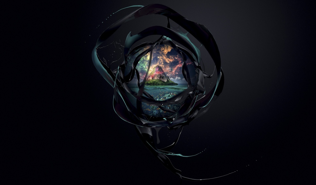 Остров на черном фоне