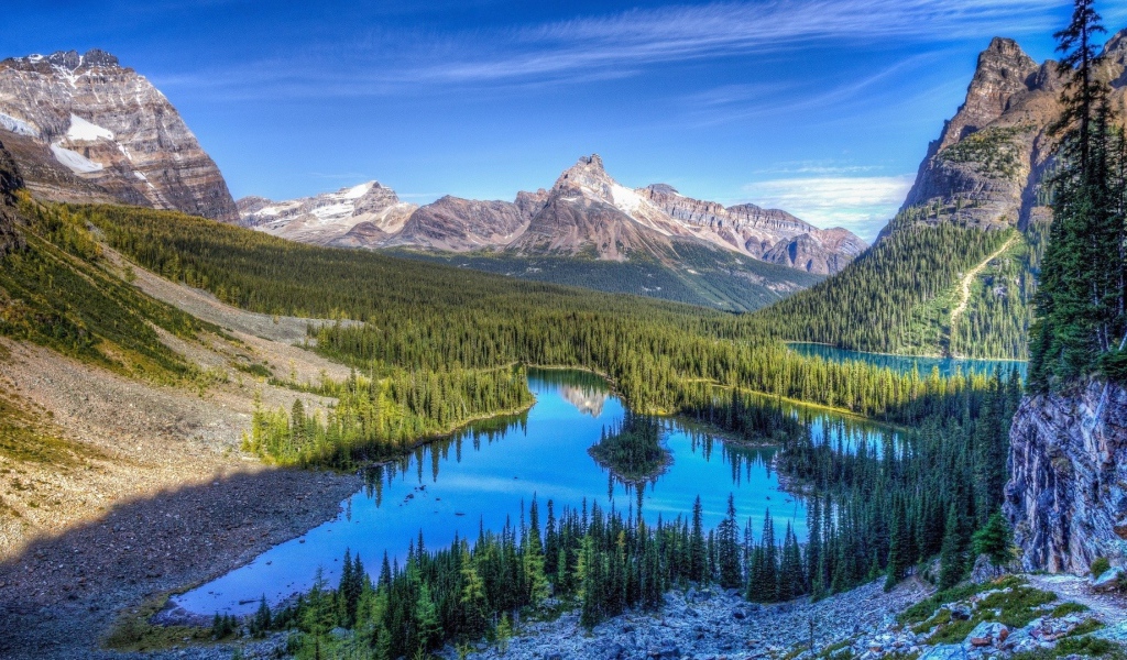 Озера среди леса в горной долине