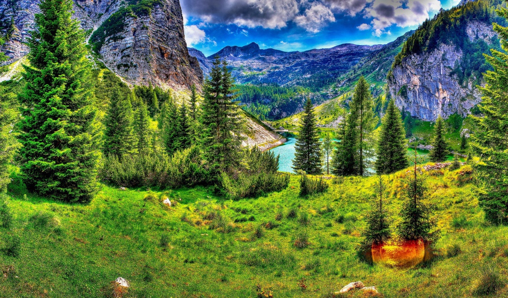 Завораживающий горный пейзаж, HDR фото