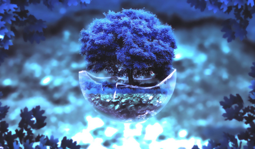 Бонсай с синим деревом