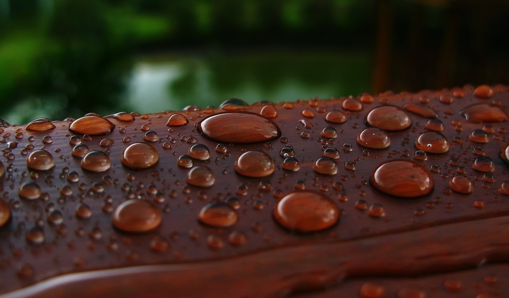 Капли влаги на коричневой поверхности