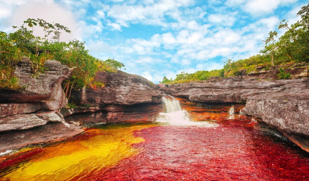 Красная и желтая вода в реке