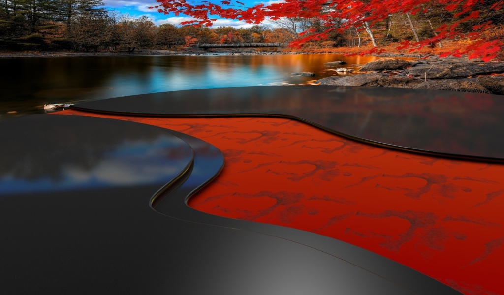 Гладкие панели на берегу реки