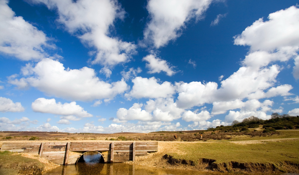 Белые облака над мостом