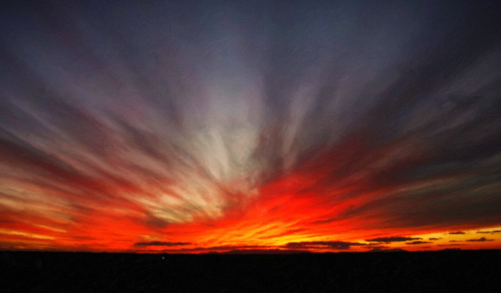 Красное небо пылает на закате