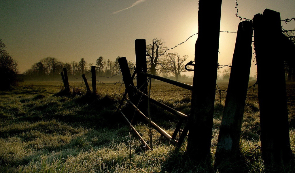 Закат за старым забором