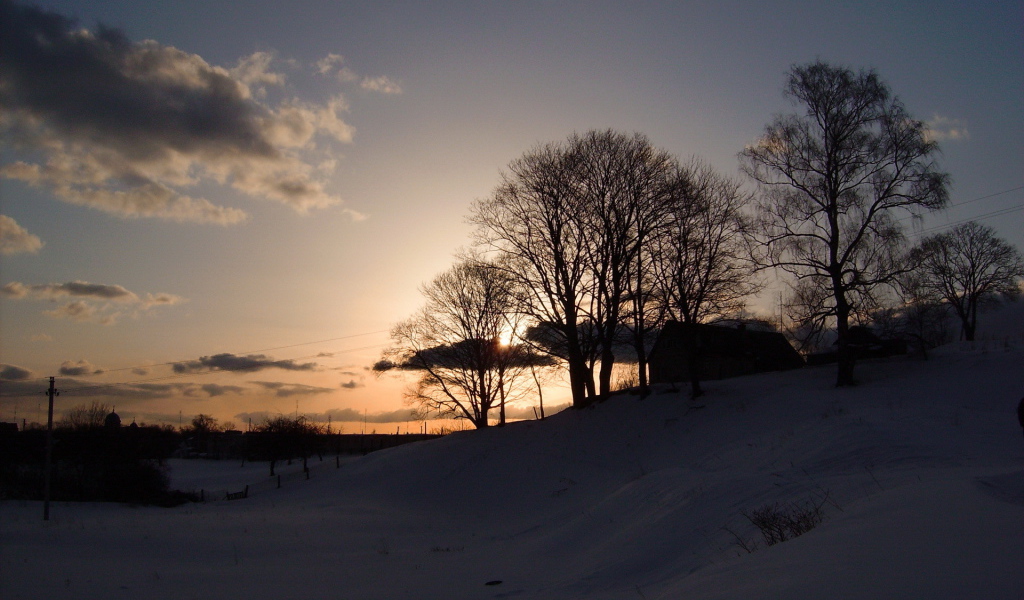 Зимний вечер в деревне