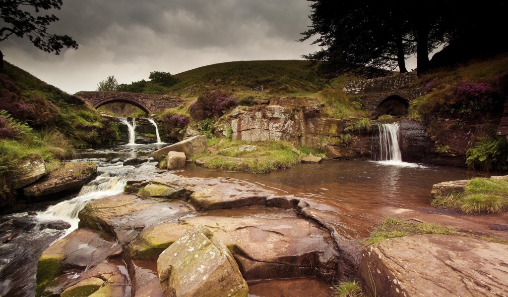 Ухоженные водопады в саду