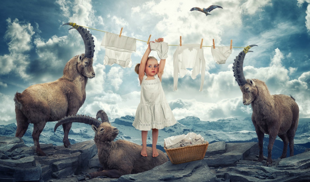 Девочка занялась стиркой