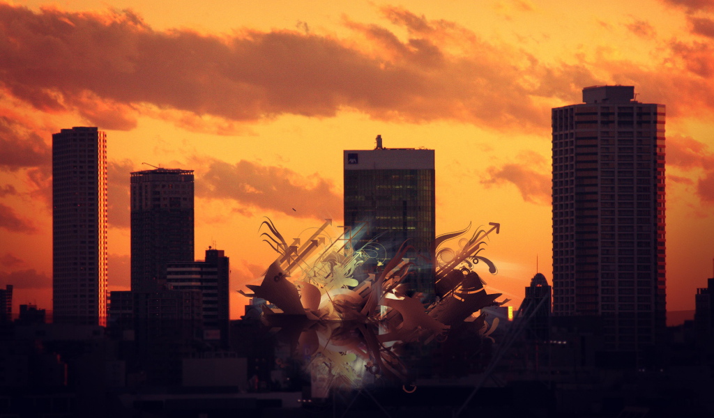 Рисунок на городском пейзаже