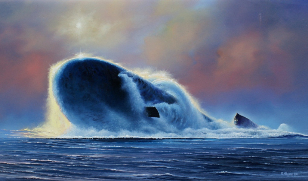 Подводная лодка поднимается на поверхность