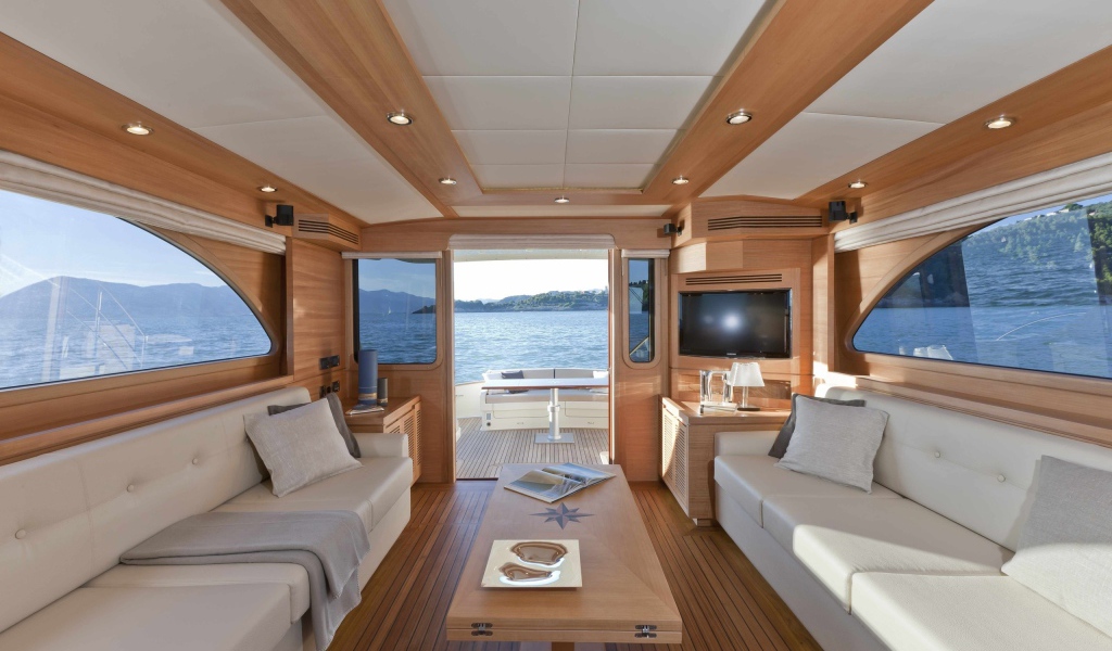 The interior of a luxury yacht