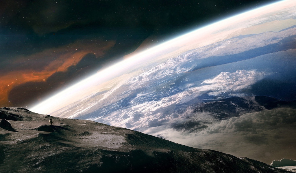 Одинокий космонавт на Луне