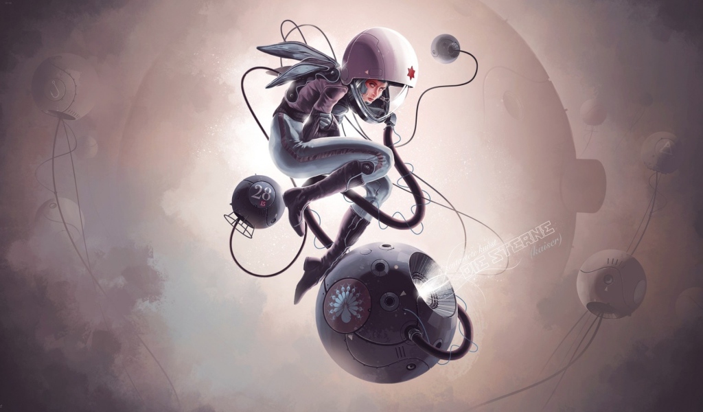 Астронавт с приборами в космосе