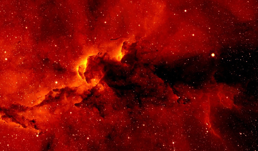 Ярко красная космическая туманность