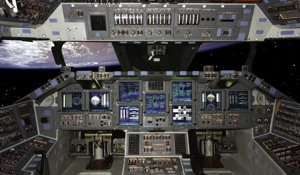 Панель приборов капитана на космическом корабле