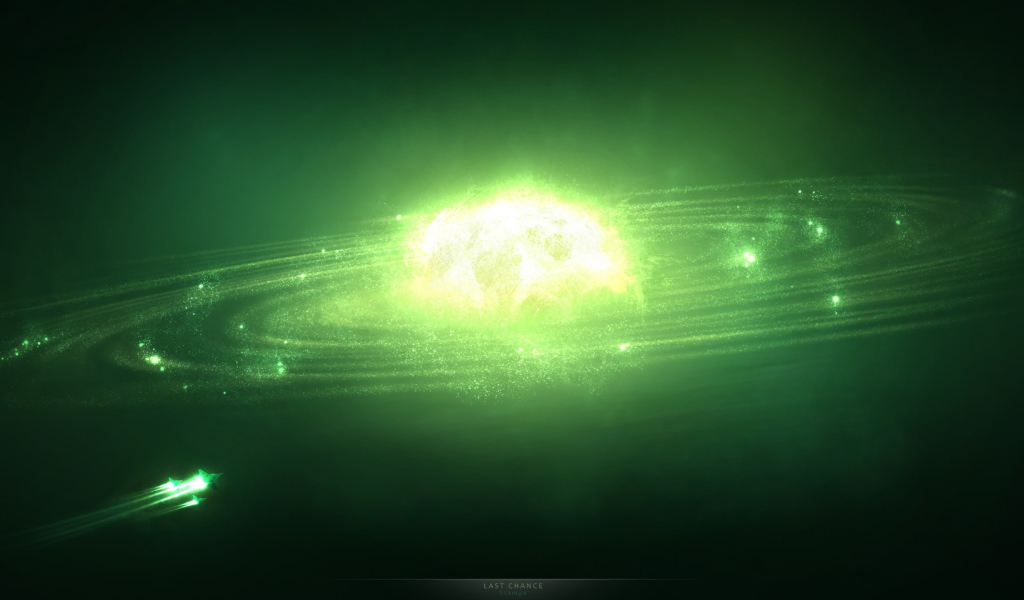 Планетная система в зеленой дымке