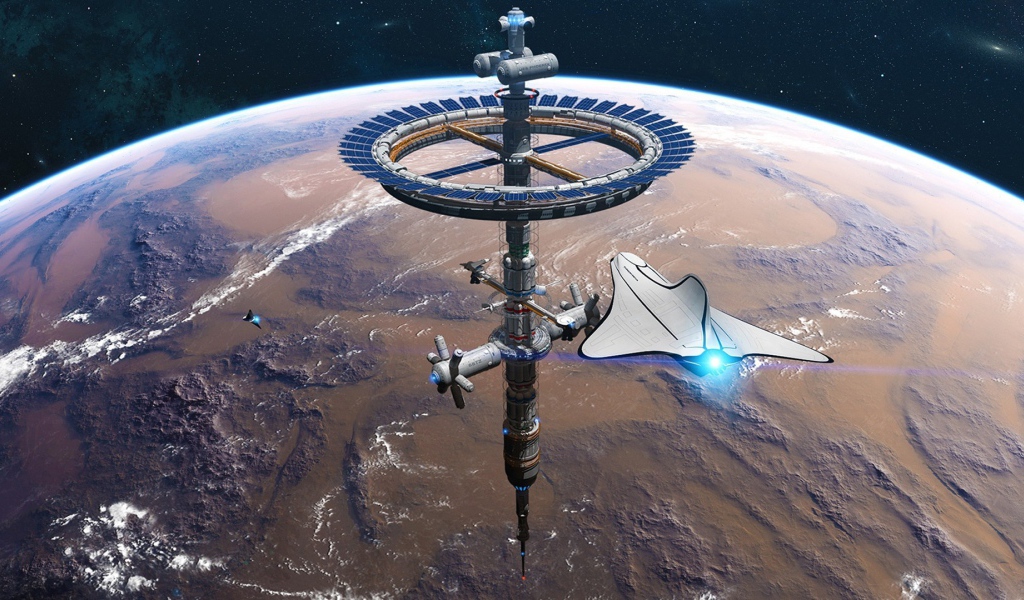 Космическая станция над Марсом