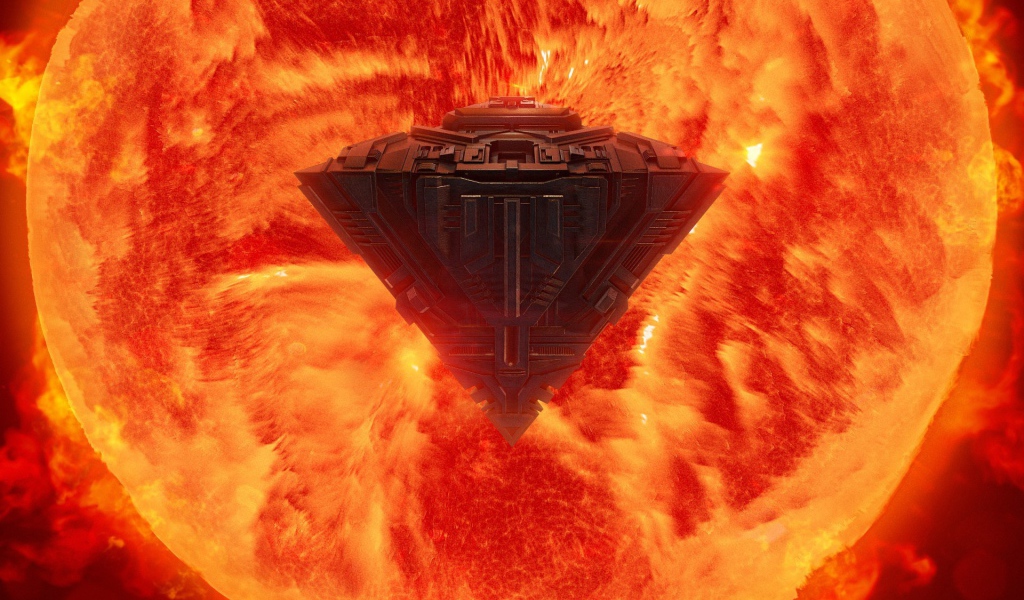 Космический корабль перед Солнцем