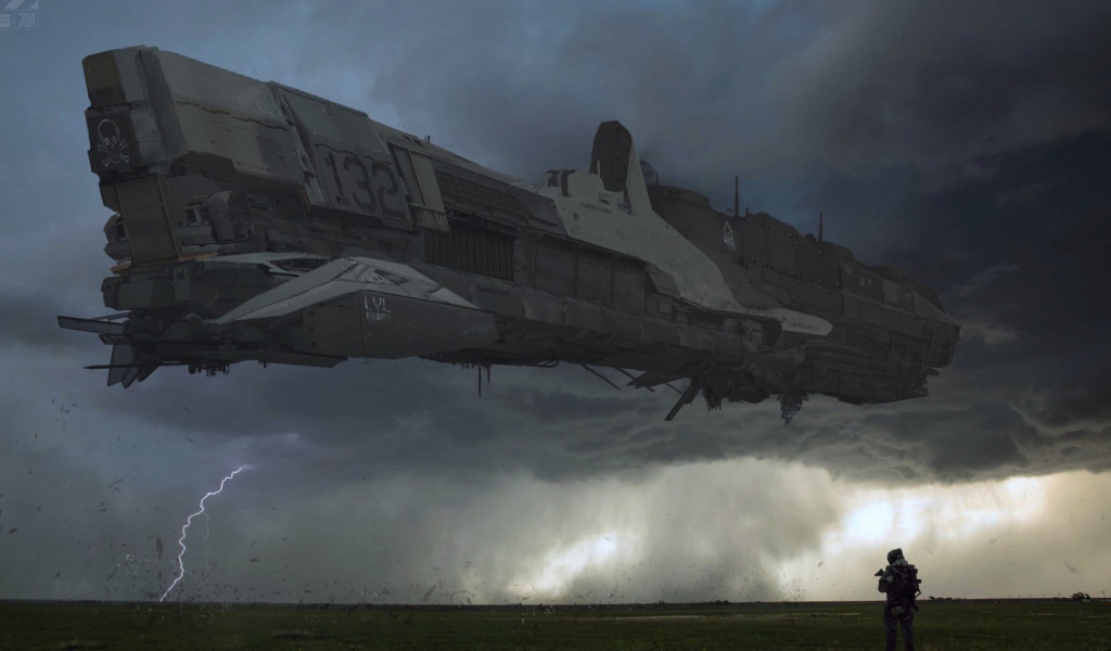 Космический корабль садится на чужую планету