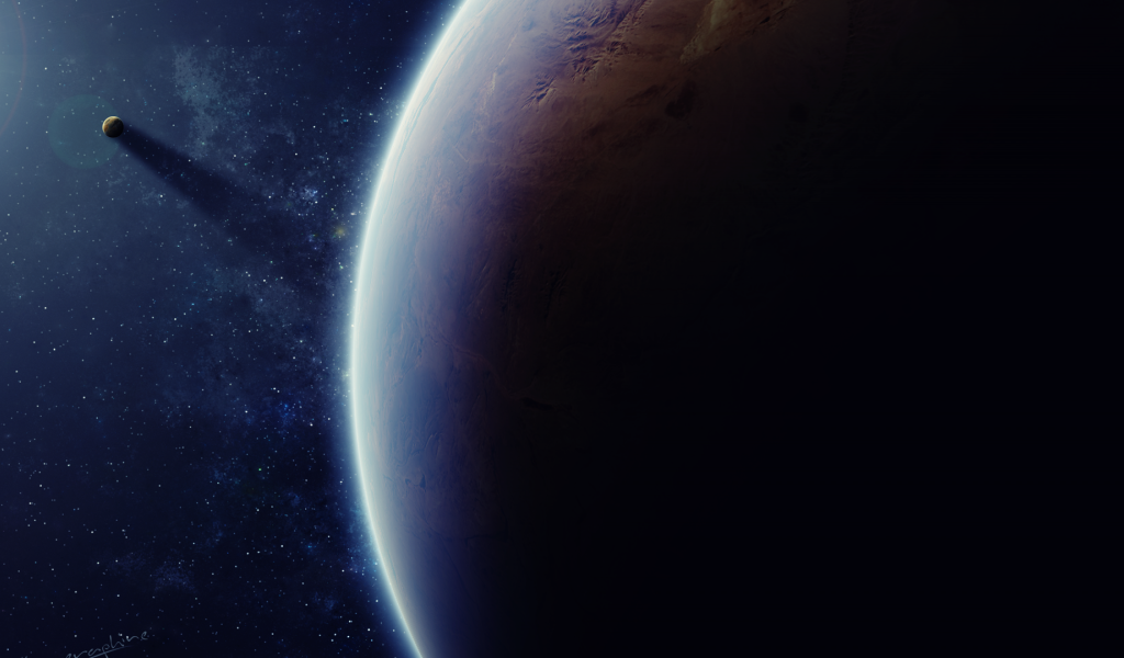 Тень от спутника большой планеты